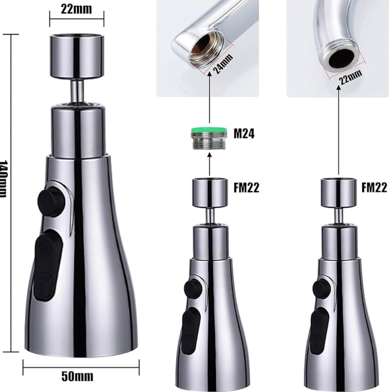 🏡 Versatile 3-Mode Kitchen Sink Faucet: Stream, Spray, & Pause.