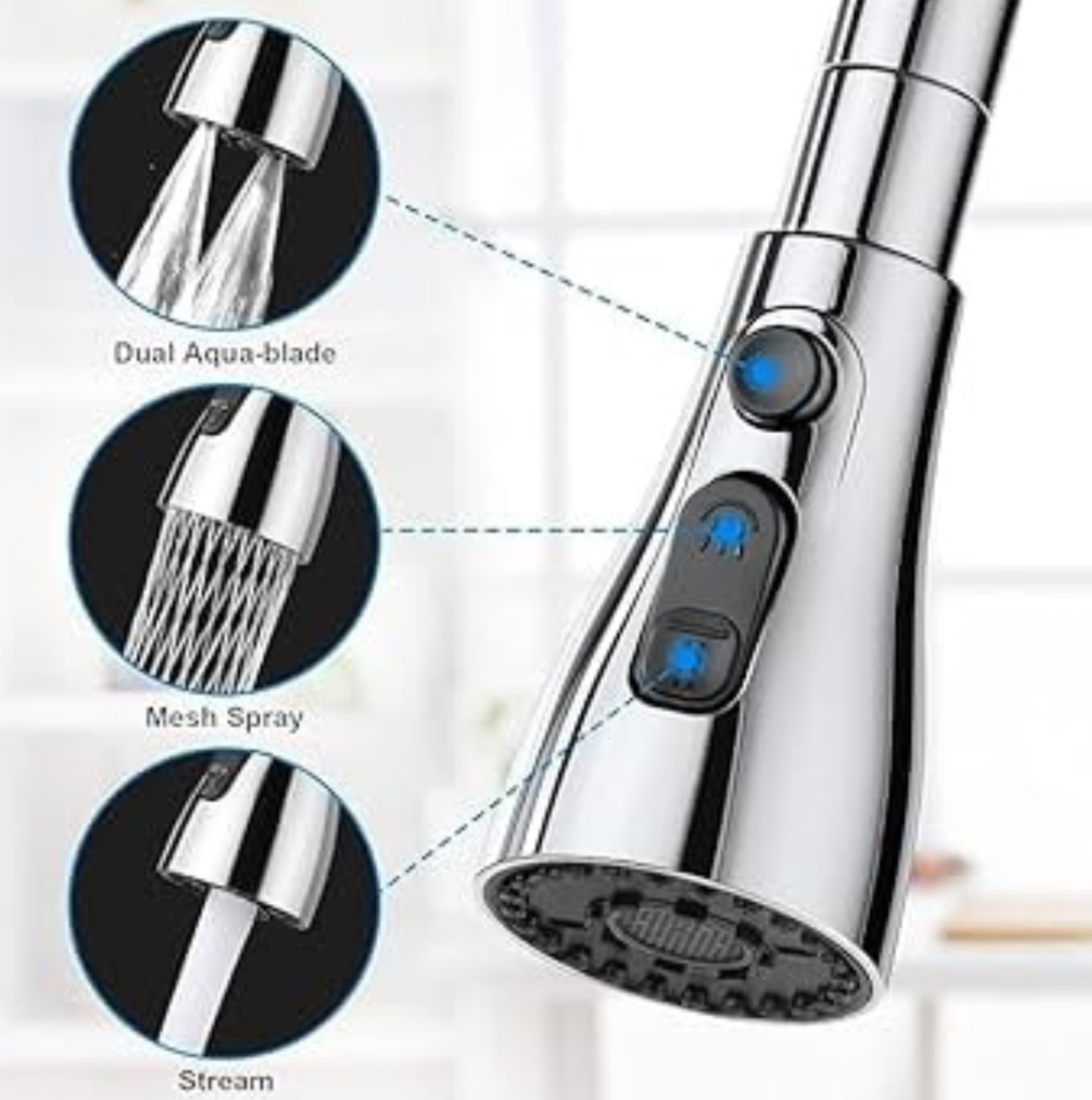 🏡 Versatile 3-Mode Kitchen Sink Faucet: Stream, Spray, & Pause.