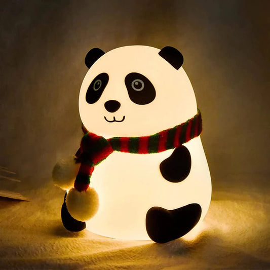 Cute Decor Silicone Panda Bear Night Lamp for Bedroom with Touch Gesture