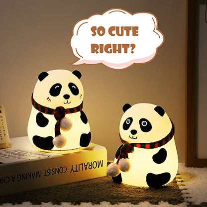 Cute Decor Silicone Panda Bear Night Lamp for Bedroom with Touch Gesture