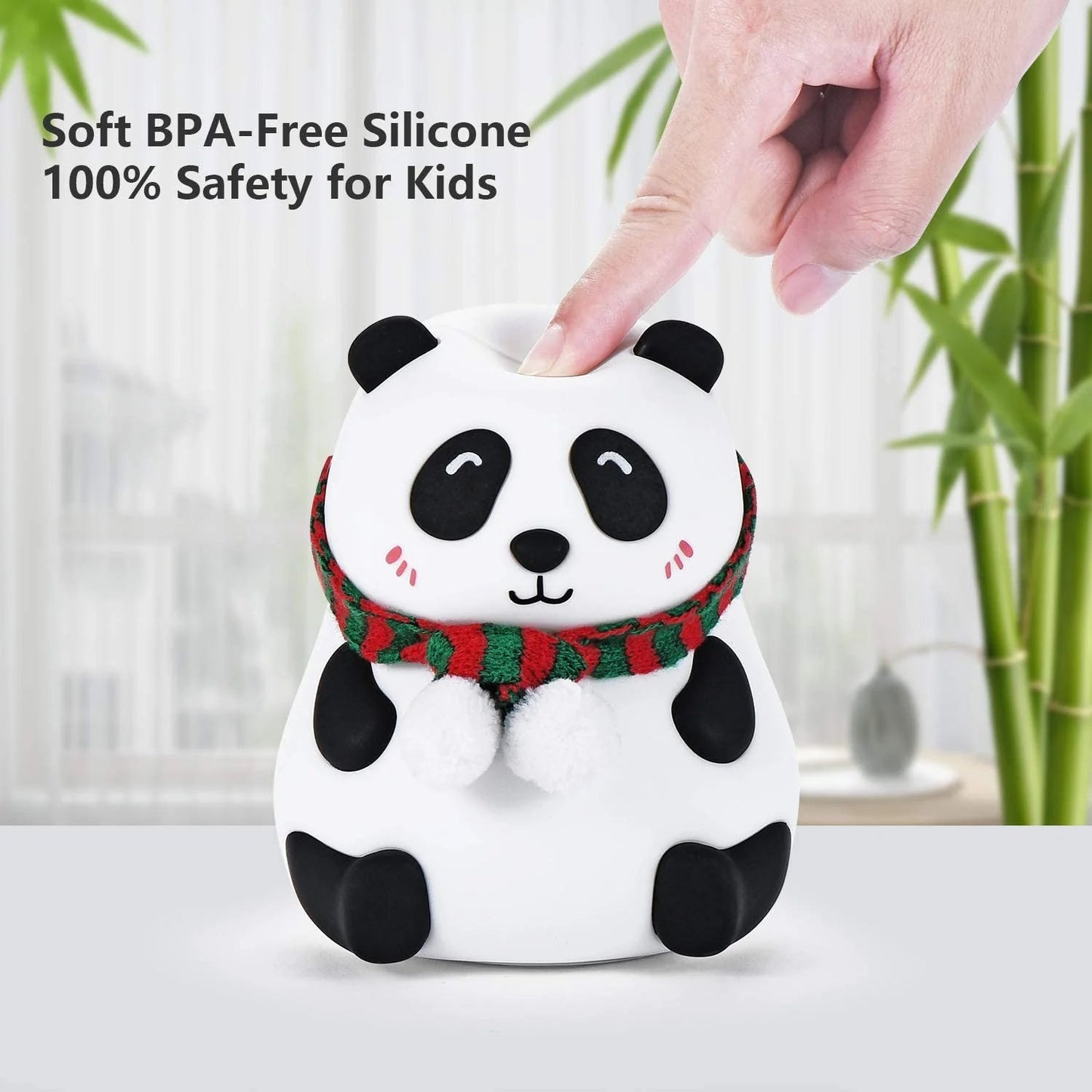 Cute Decor Silicone Panda Bear Night Lamp for Bedroom with Touch Gesture