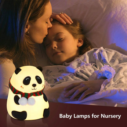 Cute Decor Silicone Panda Bear Night Lamp for Bedroom with Touch Gesture